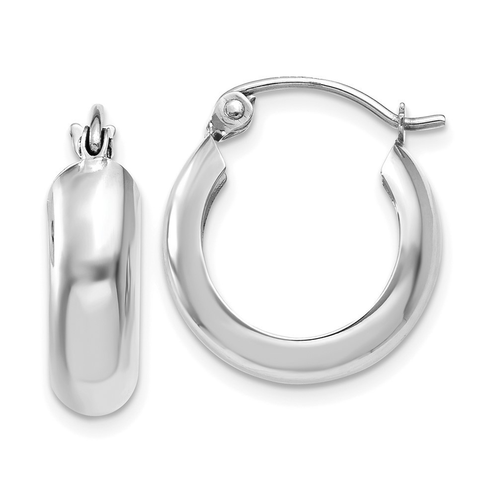 Million Charms 14k White Gold 4mm Round Hoop Earrings 10 L x 4.75 mm W